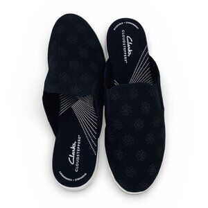 Clarks Cloudsteppers Breeze Shore Mules Black Floral 10​
